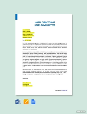 Hotel Director of Sales Cover Letter