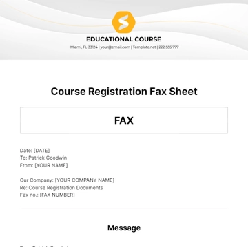 Free Course Registration Fax Sheet Template to Edit Online