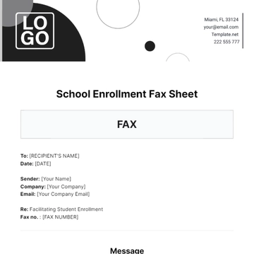 Free School Enrollment Fax Sheet Template to Edit Online