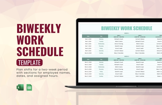 Biweekly Work Schedule Template Biweekly Work Schedule Template