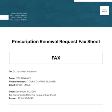 Free Prescription Renewal Request Fax Sheet Template to Edit Online