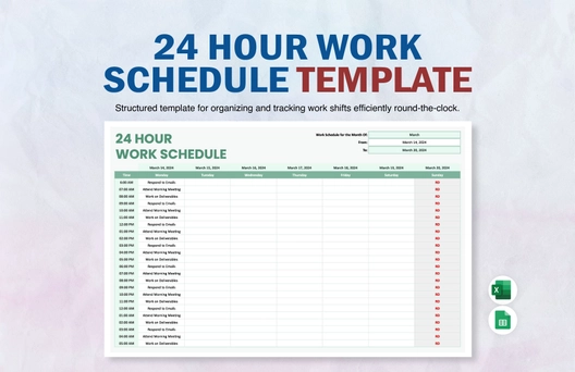 24 Hour Work Schedule Template