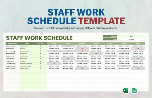 Staff Work Schedule Template