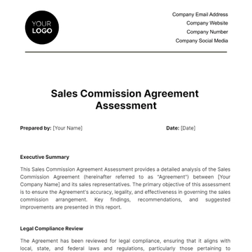 Free Sales Commission Agreement Assessment Template to Edit Online