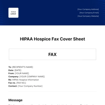 Free HIPAA Hospice Fax Cover Sheet Template to Edit Online