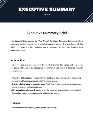 Free Executive Summary Brief Template to Edit Online