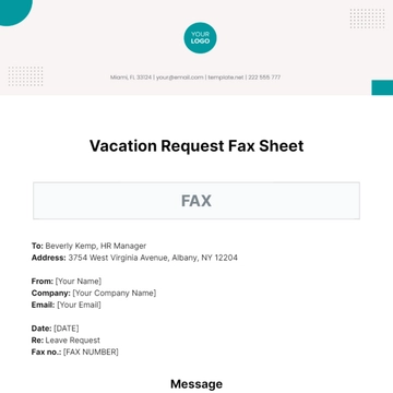 Free Vacation Request Fax Sheet Template to Edit Online