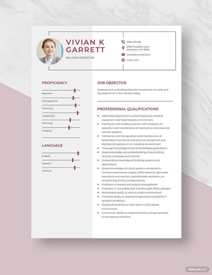 Building Operator Resume