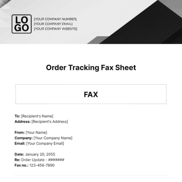 Free Order Tracking Fax Sheet Template to Edit Online