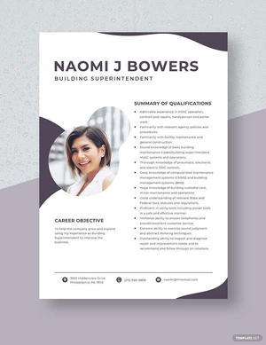Building Superintendent Resume