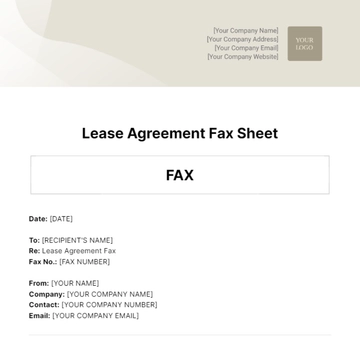 Free Lease Agreement Fax Sheet Template to Edit Online