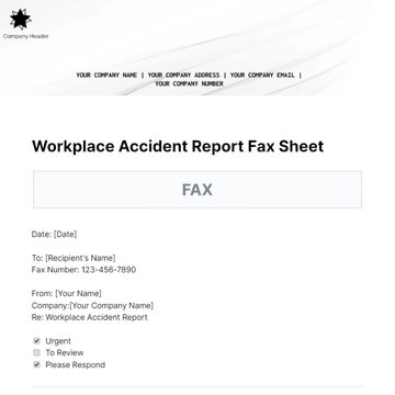 Free Workplace Accident Report Fax Sheet Template to Edit Online