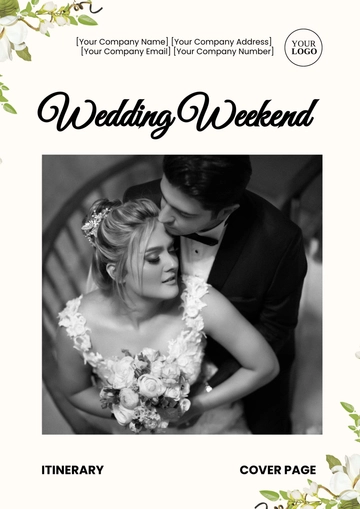 Free Wedding Weekend Itinerary Cover Page Template to Edit Online