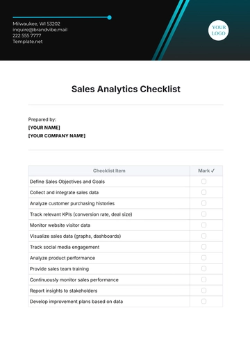 Free Sales Analytics Checklist Template to Edit Online