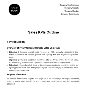 Free Sales KPIs Outline Template to Edit Online