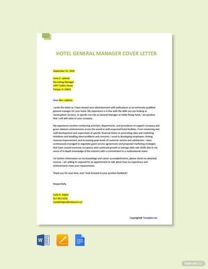 Hotel General Manager Cover Letter