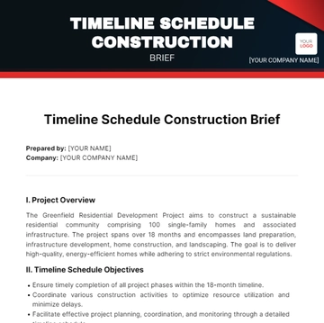 Free Timeline Schedule Construction Brief Template to Edit Online