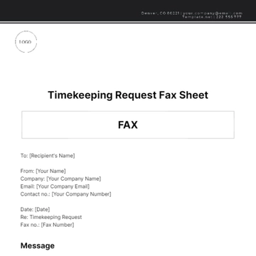 Free Timekeeping Request Fax Sheet Template to Edit Online