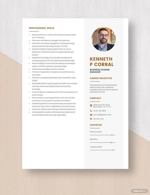 Business Change Manager Resume