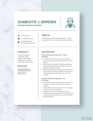 Business Continuity Manager Resume