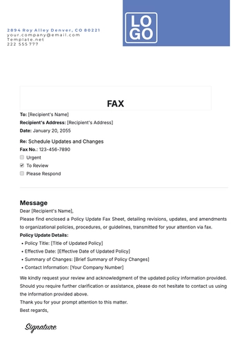 Free Policy Update Fax Sheet Template to Edit Online