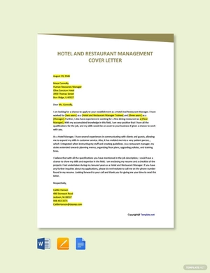 Hotel And Restaurant Management Cover Letter