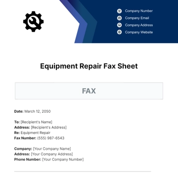 Free Equipment Repair Fax Sheet Template to Edit Online