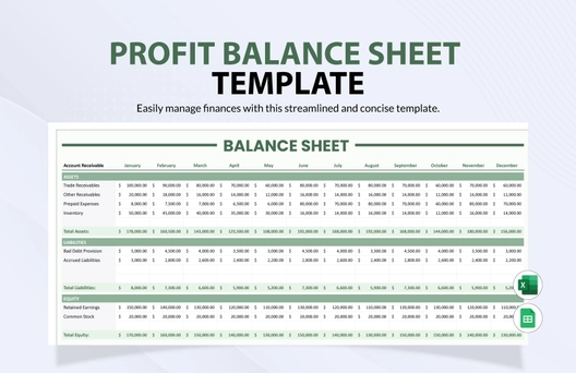 Profit Balance Sheet Template