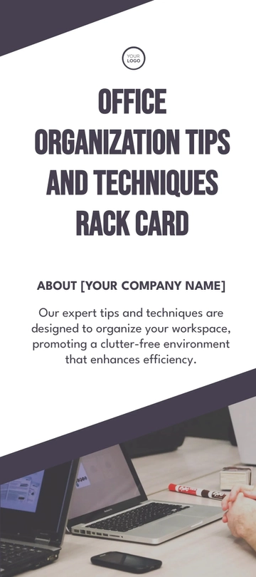 Free Office Organization Tips and Techniques Rack Card Template to Edit Online