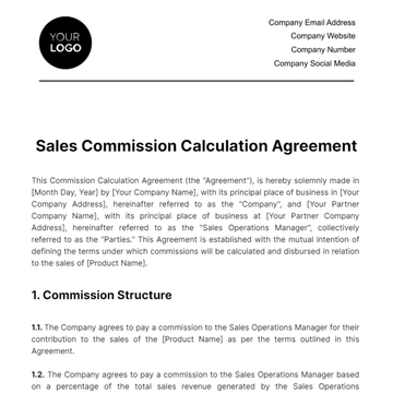 Free Sales Commission Calculation Agreement Template to Edit Online