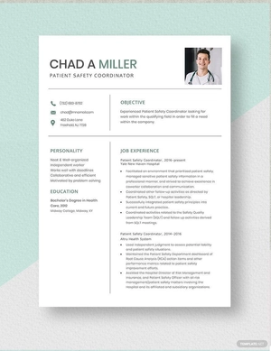 Patient Safety Coordinator Resume