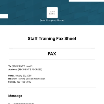 Free Staff Training Fax Sheet Template to Edit Online