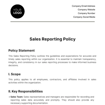 Free Sales Reporting Policy Template to Edit Online