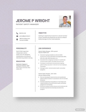 Patient Safety Manager Resume