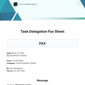 Free Task Delegation Fax Sheet Template to Edit Online