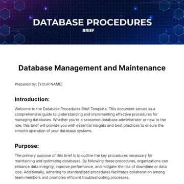 Free Database  Procedures Brief Template to Edit Online