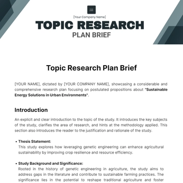 Free Topic Research Plan Brief Template to Edit Online