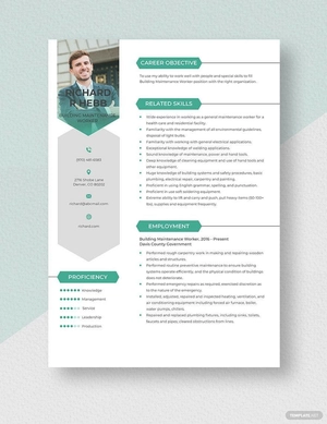Building Maintenance Worker Resume
