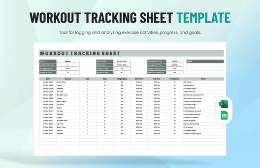 Workout Tracking Sheet Template