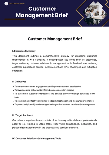 Free Customer  Management Brief Template to Edit Online