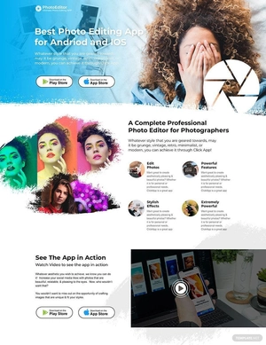 Photo Editing App Landing Page Template