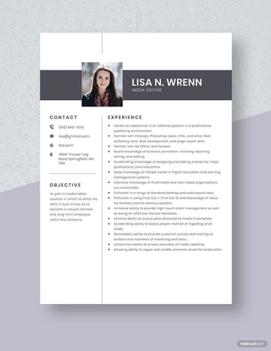 Media Editor Resume