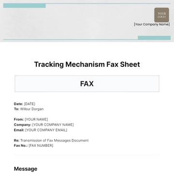 Free Tracking Mechanism Fax Sheet Template to Edit Online