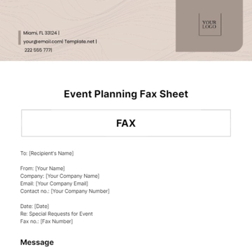 Free Event Planning Fax Sheet Template to Edit Online