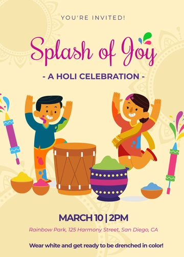 Free Holi Invitation Template to Edit Online | Template.net