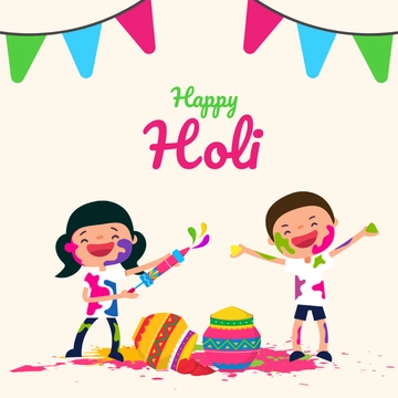 Free Cute Holi Clipart Template to Edit Online