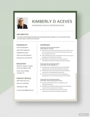 Passenger Service Representative Resume