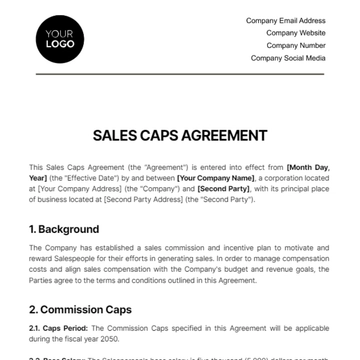 Free Sales Caps Agreement Template to Edit Online