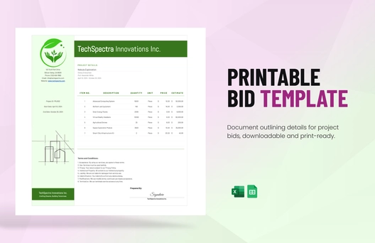 Printable Bid Template
