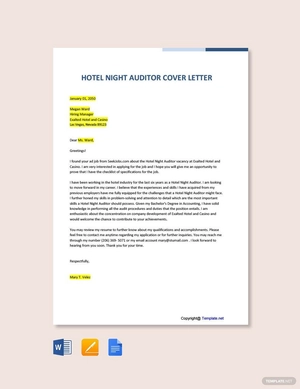 Hotel Night Auditor Cover Letter Template
